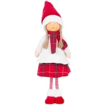 Figurină decorativă de Crăciun MagicHome, fetiță textilă roșu-alb, 90 cm