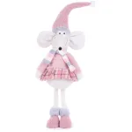 Figurină decorativă de Crăciun MagicHome, șoricică roz textilă, 59 cm
