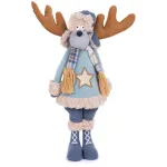 Figurina decorativa de Craciun ren textil albastru, 55 cm