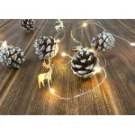 Instalație LED decorativă de Crăciun cu conuri ninse, 20 LED, 1,9 m