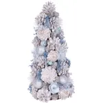 Brad decorativ de Craciun MagicHome, natural, crem, 47 cm