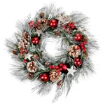 Coronita decorativa de Craciun naturala suspendata cu stele, 39 cm