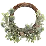 Coroniță decorativă de Crăciun împletită cu crengi naturale 48x41x11 cm