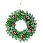 Coroniță de Crăciun MagicHome cu bobițe, aspect natural nins, 33 cm