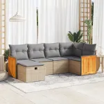Set canapele de grădină cu perne, 6 piese, bej, poliratan GartenMobel Dekor
