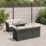 Set mobilier de grădină cu perne, 6 piese, negru, poliratan GartenMobel Dekor