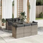Set mobilier grădină cu perne, 6 piese, gri, poliratan GartenMobel Dekor