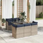 Set mobilier grădină cu perne 6 piese gri poliratan/lemn acacia GartenMobel Dekor
