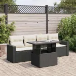 Set mobilier de grădină cu perne, 5 piese, negru, poliratan GartenMobel Dekor