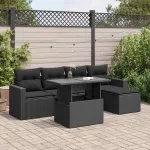 Set mobilier de grădină cu perne, 6 piese, negru, poliratan GartenMobel Dekor