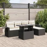 Set mobilier de grădină cu perne, 6 piese, negru, poliratan GartenMobel Dekor