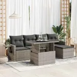 Set mobilier grădină cu perne, 6 piese, gri, poliratan GartenMobel Dekor