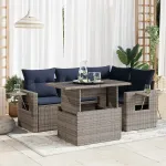 Set mobilier de grădină cu perne, 5 piese,poliratan/lemn acacia GartenMobel Dekor