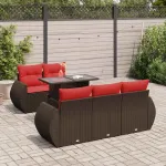 Set canapele de grădină cu perne, 6 piese, maro, poliratan GartenMobel Dekor