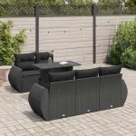 Set mobilier de grădină cu perne, 6 piese, negru, poliratan GartenMobel Dekor