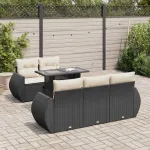 Set mobilier de grădină cu perne, 6 piese, negru, poliratan GartenMobel Dekor