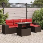 Set canapele de grădină cu perne, 6 piese, maro, poliratan GartenMobel Dekor