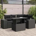 Set mobilier de grădină cu perne, 5 piese, negru, poliratan GartenMobel Dekor