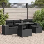 Set mobilier de grădină cu perne, 6 piese, negru, poliratan GartenMobel Dekor