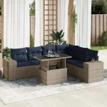 Set mobilier de grădină cu perne, 7 piese, gri, poliratan GartenMobel Dekor