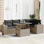 Set mobilier grădină cu perne, 6 piese, gri, poliratan GartenMobel Dekor