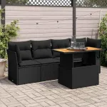 Set mobilier de grădină cu perne, 5 piese, negru, poliratan GartenMobel Dekor