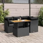 Set mobilier de grădină cu perne, 5 piese, negru, poliratan GartenMobel Dekor