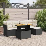 Set mobilier de grădină cu perne, 6 piese, negru, poliratan GartenMobel Dekor