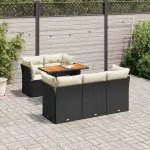 Set mobilier de grădină cu perne, 6 piese, negru, poliratan GartenMobel Dekor