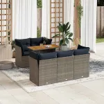 Set mobilier grădină cu perne, 6 piese, gri, poliratan GartenMobel Dekor