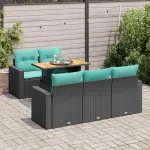 Set mobilier de grădină cu perne, 6 piese, negru, poliratan GartenMobel Dekor