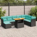 Set mobilier de grădină cu perne, 6 piese, negru, poliratan GartenMobel Dekor