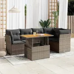 Set mobilier grădină cu perne, 6 piese, gri, poliratan GartenMobel Dekor