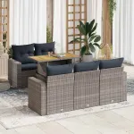 Set mobilier grădină cu perne, 6 piese, gri, poliratan GartenMobel Dekor