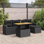 Set mobilier de grădină cu perne, 6 piese, negru, poliratan GartenMobel Dekor