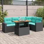 Set mobilier de grădină cu perne, 6 piese, negru, poliratan GartenMobel Dekor