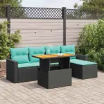 Set mobilier de grădină cu perne, 6 piese, negru, poliratan GartenMobel Dekor
