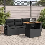Set mobilier de grădină cu perne, 5 piese, negru, poliratan GartenMobel Dekor