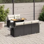 Set mobilier de grădină cu perne, 6 piese, negru, poliratan GartenMobel Dekor