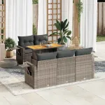 Set mobilier grădină cu perne, 6 piese, gri, poliratan GartenMobel Dekor