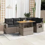 Set mobilier grădină cu perne, 6 piese, gri, poliratan GartenMobel Dekor