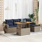 Set mobilier grădină cu perne, 6 piese, gri, poliratan GartenMobel Dekor