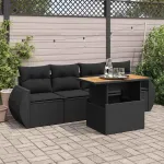 Set mobilier de grădină cu perne, 5 piese, negru, poliratan GartenMobel Dekor