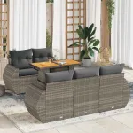Set mobilier grădină cu perne, 6 piese, gri, poliratan GartenMobel Dekor