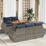 Set mobilier grădină cu perne, 6 piese, gri, poliratan GartenMobel Dekor