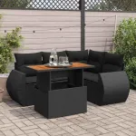 Set mobilier de grădină cu perne, 5 piese, negru, poliratan GartenMobel Dekor