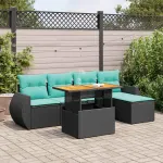 Set mobilier de grădină cu perne, 6 piese, negru, poliratan GartenMobel Dekor