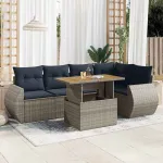 Set mobilier grădină cu perne, 6 piese, gri, poliratan GartenMobel Dekor