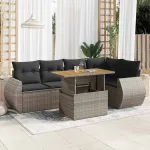 Set mobilier grădină cu perne, 6 piese, gri, poliratan GartenMobel Dekor
