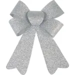 Dekorácia MagicHome Vianoce, mašľa, strieborná, 13x21 cm